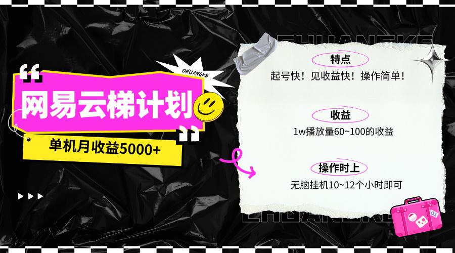 (10063期)最新网易云梯计划网页版，单机月收益5000+！可放大操作-有道资源网