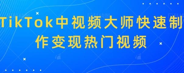 TikTok中视频大师快速制作变现热门视频-有道资源网