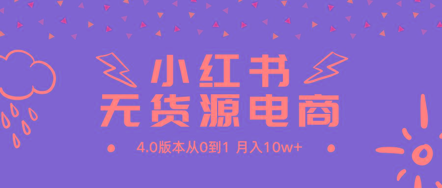 (9317期)小红书无货源新电商4.0版本从0到1月入10w+-有道资源网