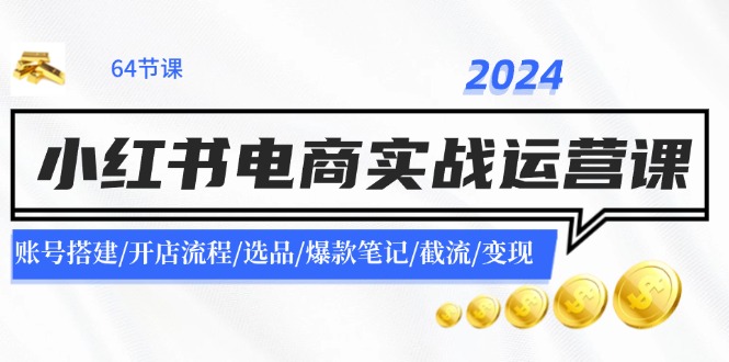 2024小红书电商实战运营课：账号搭建/开店流程/选品/爆款笔记/截流/变现-有道资源网