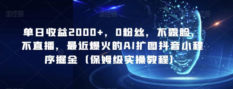 单日收益2000+，0粉丝，不露脸，不直播，最近爆火的AI扩图抖音小程序掘金（保姆级实操教程）-有道资源网