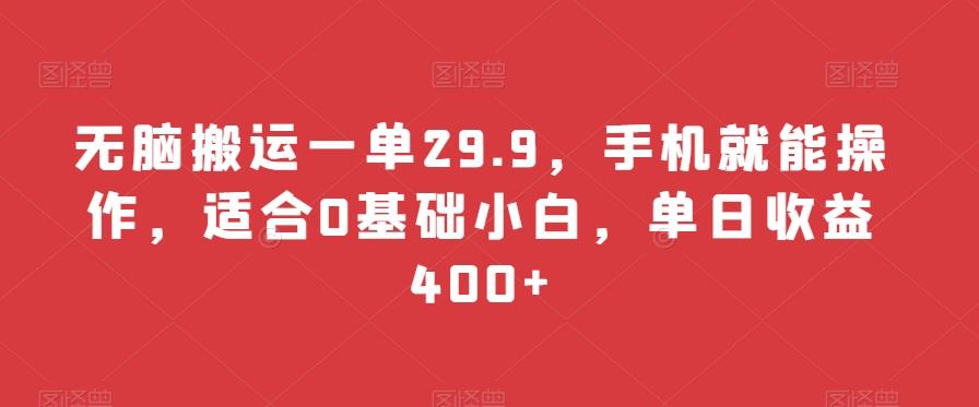 无脑搬运一单29.9，手机就能操作，适合0基础小白，单日收益400+-有道资源网