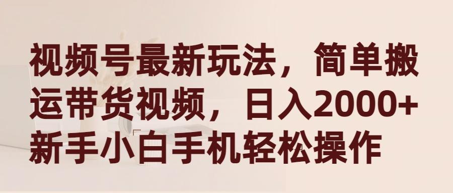 (9486期)视频号最新玩法，简单搬运带货视频，日入2000+，新手小白手机轻松操作-有道资源网