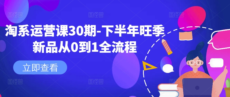 淘系运营课30期-下半年旺季新品从0到1全流程-有道资源网