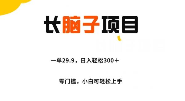 长脑子项目，一单29.9，日入轻松300＋，零门槛操作-有道资源网