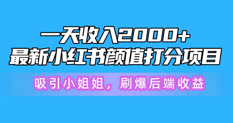 一天收入2000+，最新小红书颜值打分项目，吸引小姐姐，刷爆后端收益-有道资源网