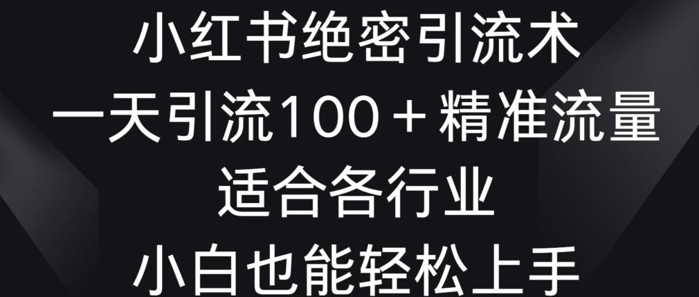 小红书绝密引流术，一天引流100+精准流量，适合各个行业，小白也能轻松上手【揭秘】-有道资源网