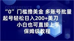 0门槛撸美金，多账号批量起号轻松日入200+美刀，小白也可直接上手，保姆级教程【揭秘】-有道资源网