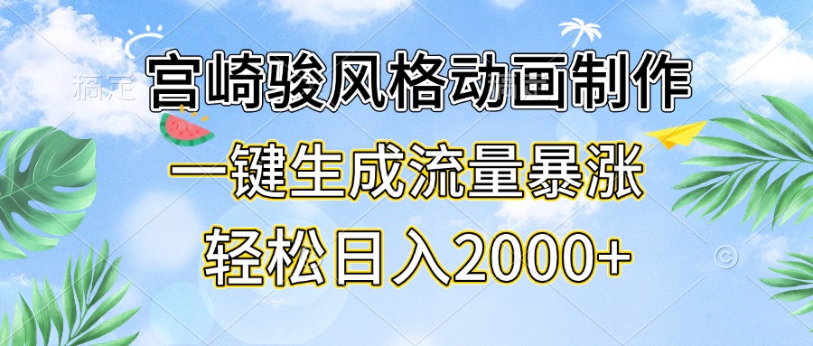 宫崎骏风格动画制作，一键生成流量暴涨，轻松日入2000+-有道资源网