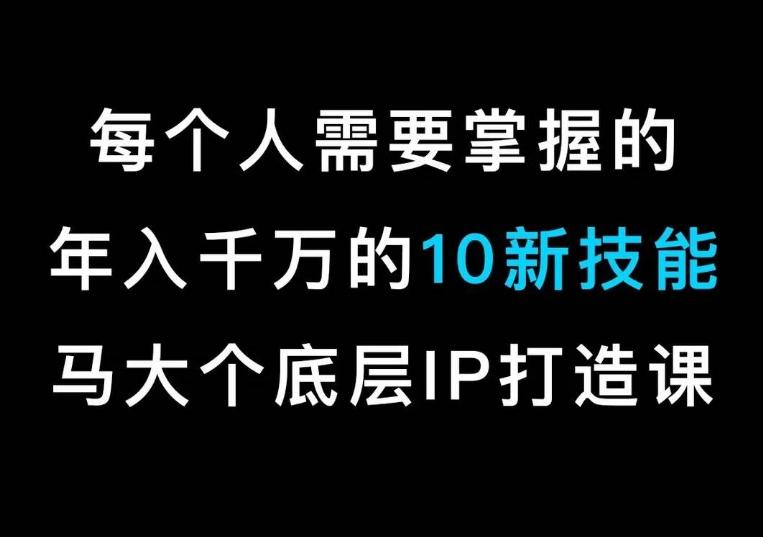 马大个的IP底层逻辑课，​每个人需要掌握的年入千万的10新技能，约会底层IP打造方法！-有道资源网