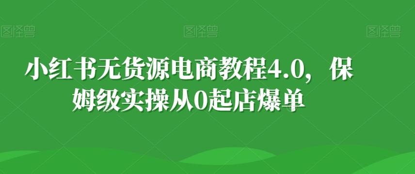 小红书无货源电商教程4.0，保姆级实操从0起店爆单【拆解】-有道资源网