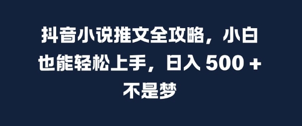 抖音小说推文全攻略，小白也能轻松上手，日入 5张+ 不是梦【揭秘】-有道资源网