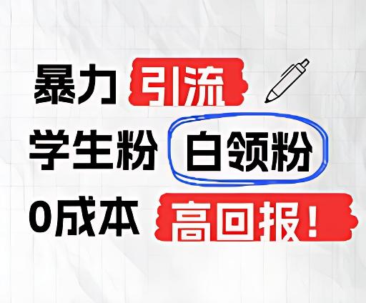 暴力引流学生粉白领粉，吊打以往垃圾玩法，0成本，高回报-有道资源网