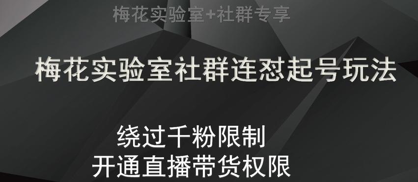 梅花实验室社群连怼起号玩法，视频号绕过千粉限制，开通直播带货权限【揭秘】-有道资源网