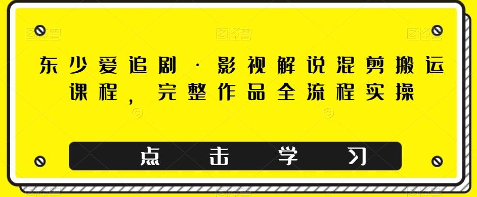 东少爱追剧·影视解说混剪搬运课程，完整作品全流程实操-有道资源网