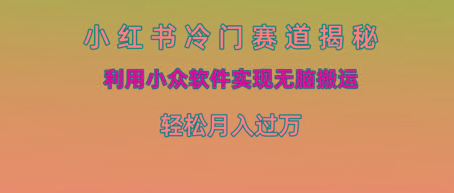 小红书冷门赛道揭秘,利用小众软件实现无脑搬运，轻松月入过万-有道资源网