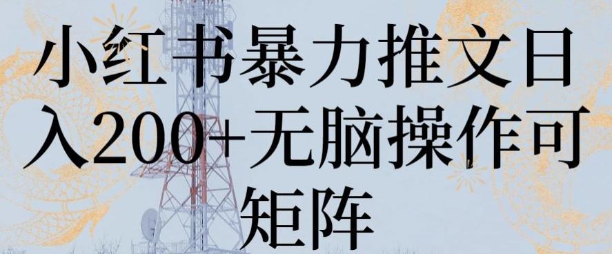 小红书暴力推文日入200+无脑操作可矩阵【揭秘】-有道资源网