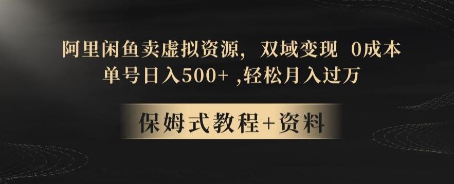 阿里闲鱼卖虚拟资源，双域变现，0成本，日入500+，轻松月入过万-有道资源网