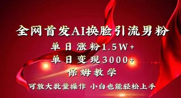 全网首发Ai换脸引流男粉，单日涨粉1.5w+，单日变现3000+，小白也能轻松上手拿结果【揭秘】-有道资源网