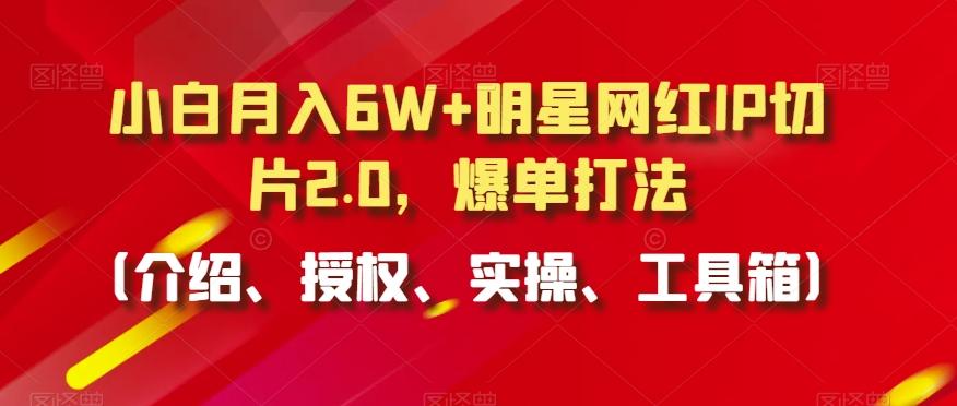 小白月入6W+明星网红IP切片2.0，爆单打法(介绍、授权、实操、工具箱)【揭秘】-有道资源网