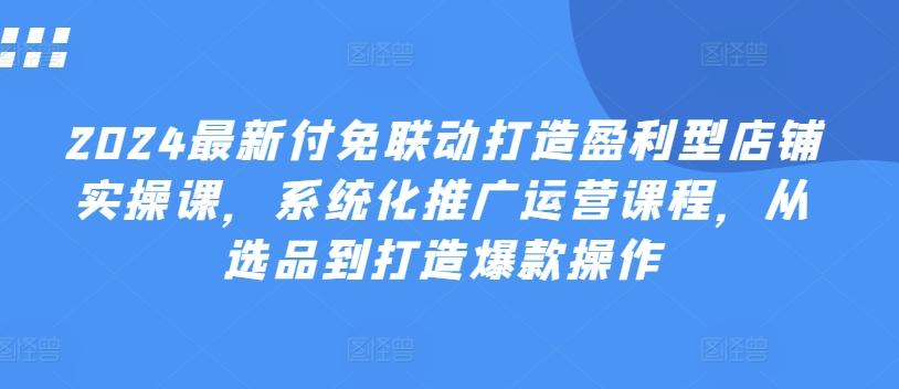 2024最新付免联动打造盈利型店铺实操课，​系统化推广运营课程，从选品到打造爆款操作-有道资源网