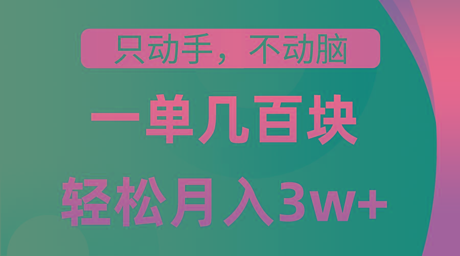 只动手不动脑，一单几百块，轻松月入3w+，看完就能直接操作，详细教程-有道资源网