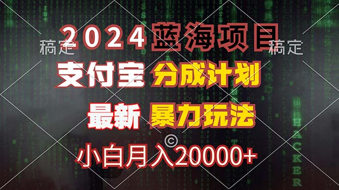 2024蓝海项目，支付宝分成计划，暴力玩法，刷爆播放量，小白月入20000+-有道资源网