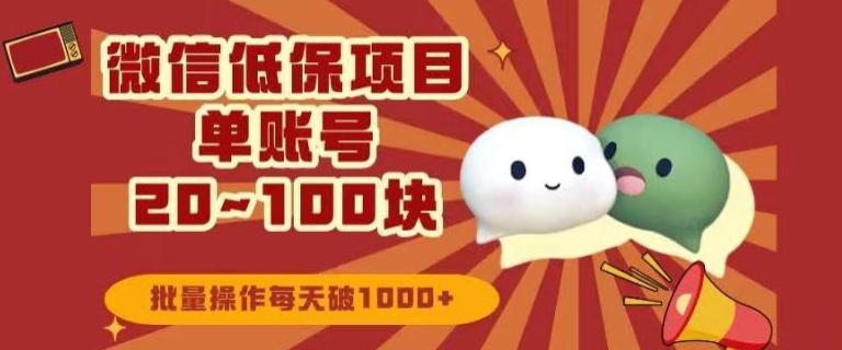 微信领低保单账号20元-100元，批量操作每天破1000+-有道资源网