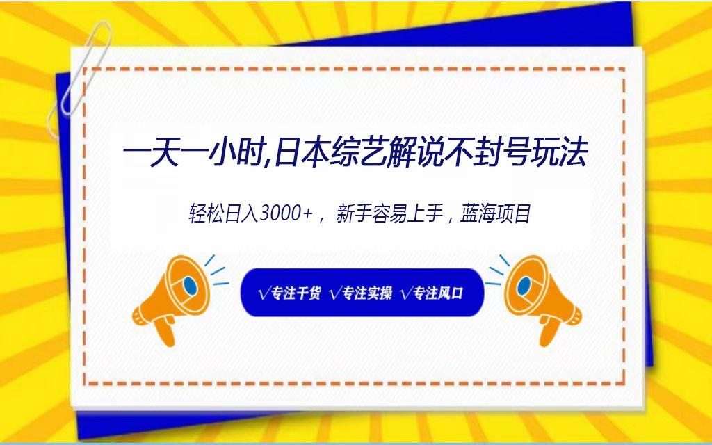 日本综艺解说不封号玩法，轻松日入1000+，全新赛道-有道资源网