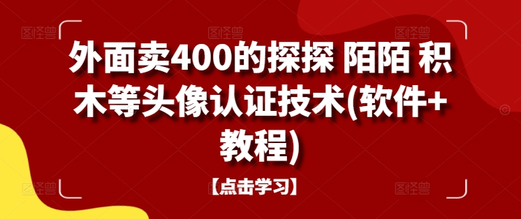 外面卖400的探探 陌陌 积木等头像认证技术(软件+教程)-有道资源网