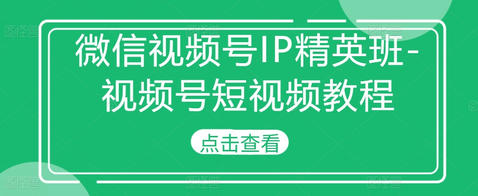 微信视频号IP精英班-视频号短视频教程-有道资源网