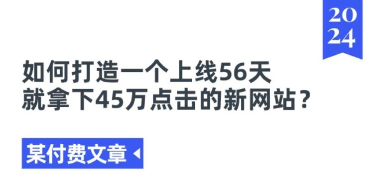 某付费文章《如何打造一个上线56天就拿下45万点击的新网站?》-有道资源网