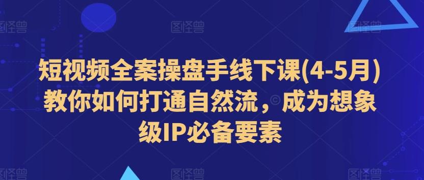 短视频全案操盘手线下课(4-5月)教你如何打通自然流，成为想象级IP必备要素-有道资源网