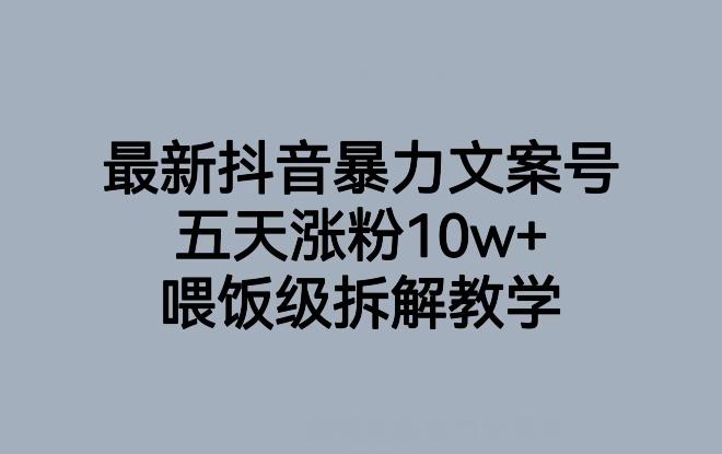 最新抖音暴力文案号，五天涨粉10w+，喂饭级拆解教学-有道资源网