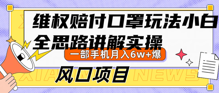 维权赔付口罩玩法，小白也能月入6w+，风口项目实操-有道资源网