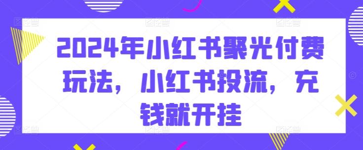 2024年小红书聚光付费玩法，小红书投流，充钱就开挂-有道资源网