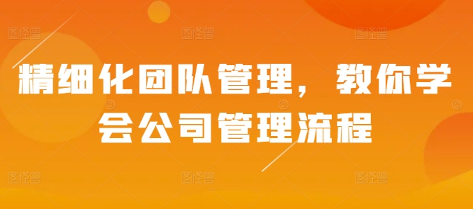 精细化团队管理，教你学会公司管理流程-有道资源网