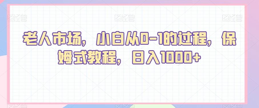 老人市场，小白从0-1的过程，保姆式教程，日入1000+-有道资源网