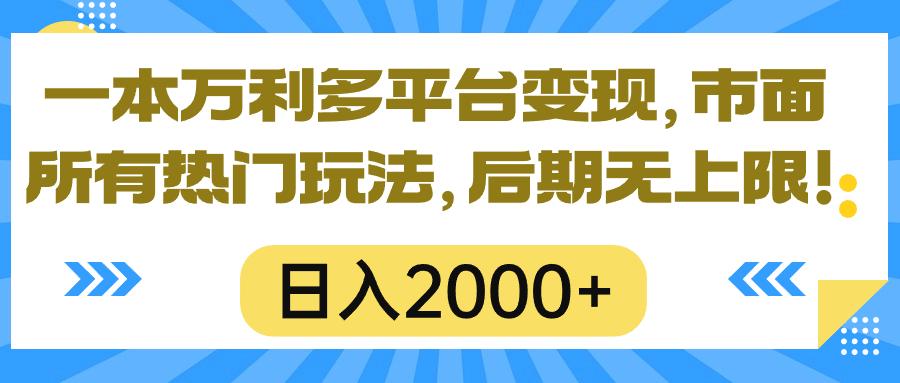 一本万利多平台变现，市面所有热门玩法，日入2000+，后期无上限！-有道资源网