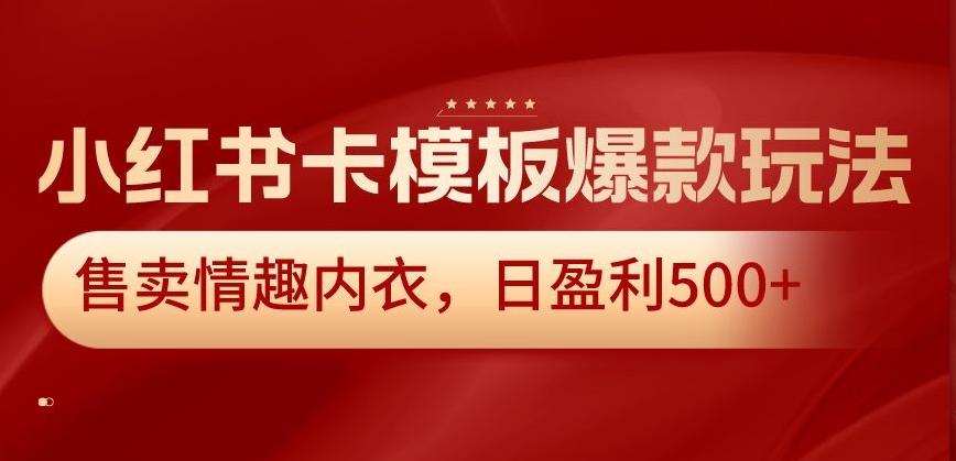 小红书卡模板爆款玩法，售卖情趣内衣，日盈利500+【揭秘】-有道资源网