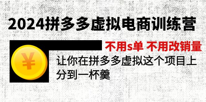 2024拼多多虚拟电商训练营 不s单 不改销量  做虚拟项目分一杯羹(更新10节-有道资源网