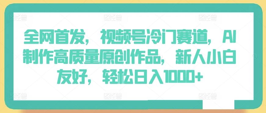 全网首发，视频号冷门赛道，AI制作高质量原创作品，新人小白友好，轻松日入1000+【揭秘】-有道资源网