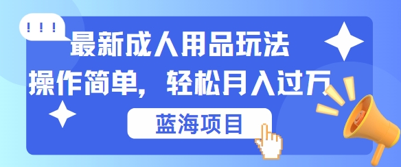 最新成人用品项目玩法，操作简单，动动手，轻松日入几张【揭秘】-有道资源网