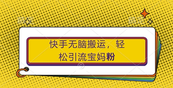 快手无脑搬运，轻松引流宝妈粉，纯小白轻松上手【揭秘】-有道资源网