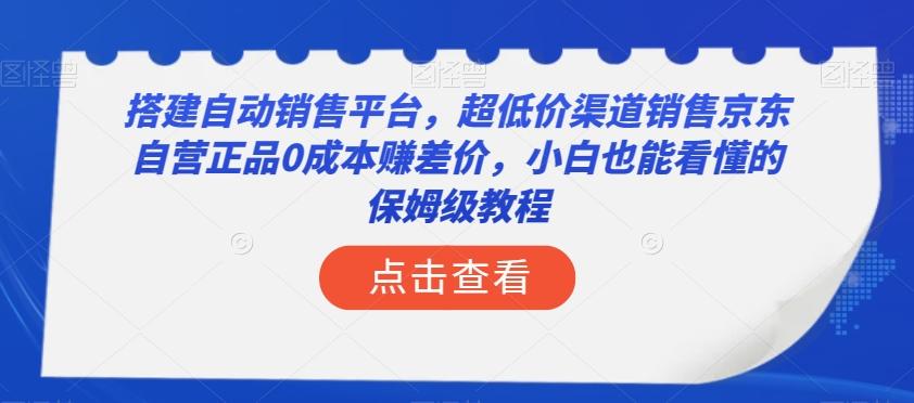 搭建自动销售平台，超低价渠道销售京东自营正品0成本赚差价，小白也能看懂的保姆级教程【揭秘】-有道资源网