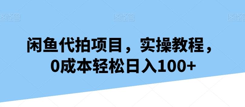 闲鱼代拍项目，实操教程，0成本轻松日入100+-有道资源网