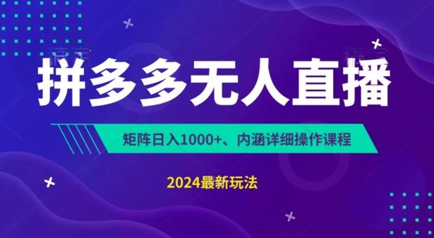 拼多多无人直播不封号，0投入，3天必起，无脑挂机，日入1k+【揭秘】-有道资源网