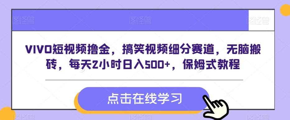 VIVO短视频撸金，搞笑视频细分赛道，无脑搬砖，每天2小时日入500+，保姆式教程-有道资源网