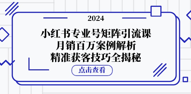 小红书专业号矩阵引流课，月销百万案例解析，精准获客技巧全揭秘-有道资源网