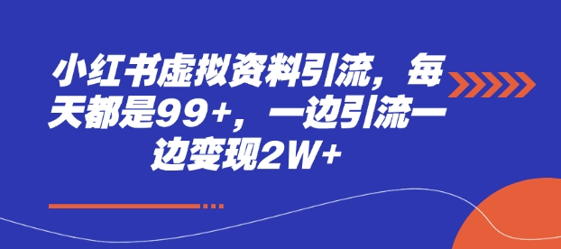 小红书虚拟资料引流，每天都是99+，一边引流一边变现2W+-有道资源网